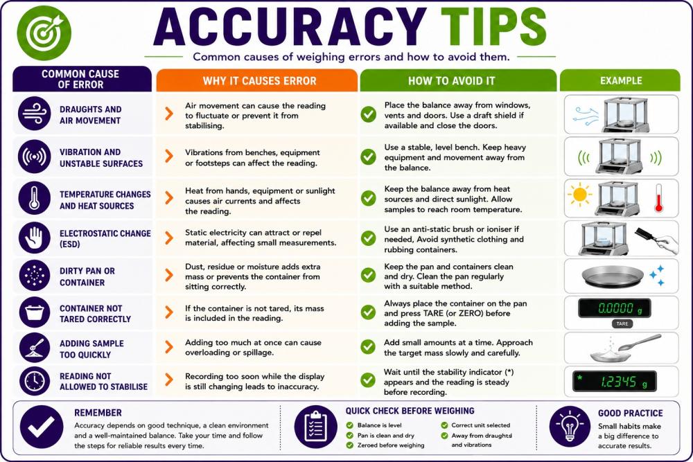 Laboratory balance accuracy tips