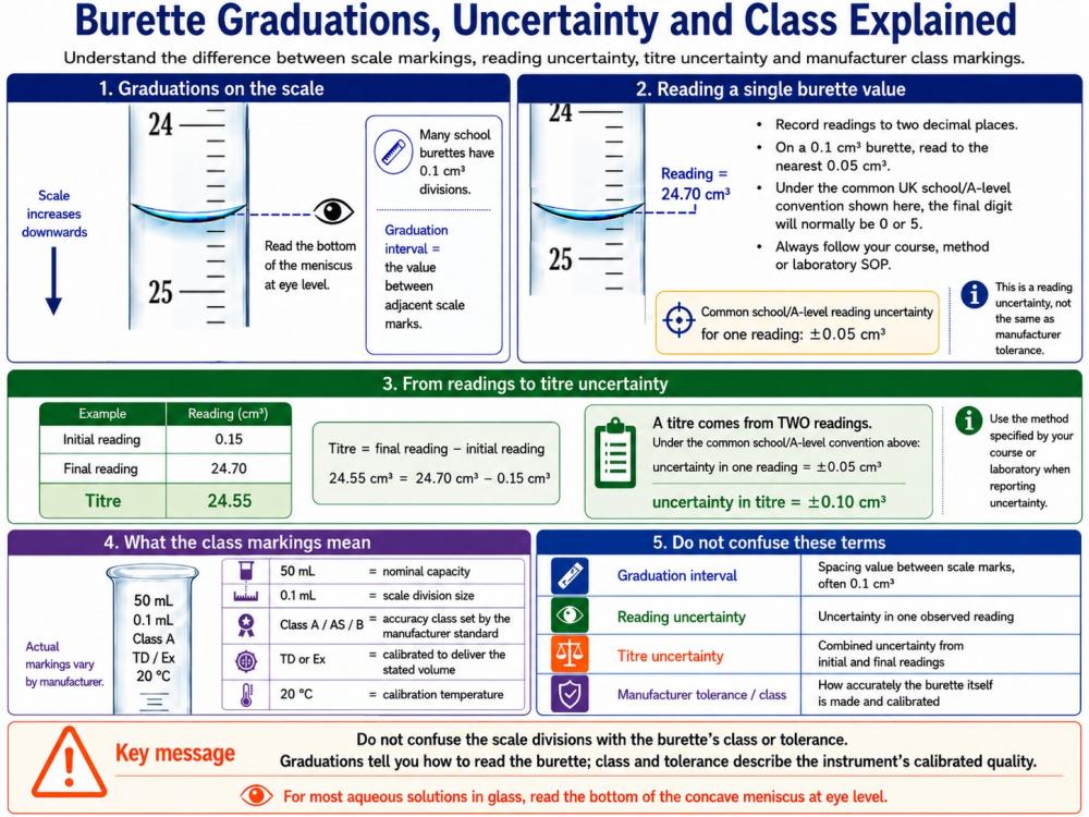 Burette Graduations, Uncertainty and Class Explained