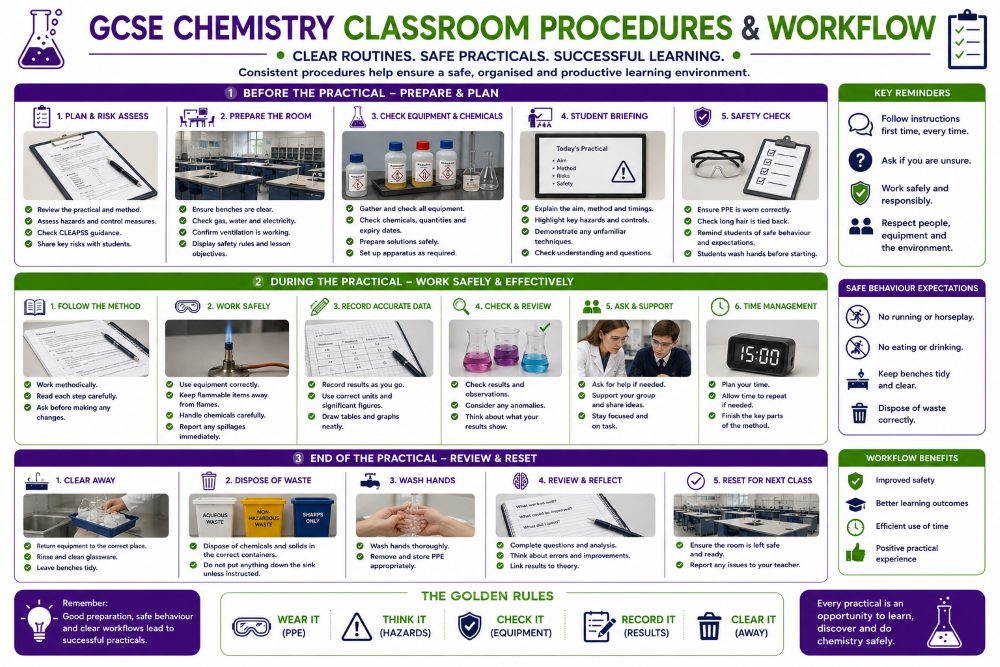 GCSE Biology Classroom Procedures and Workflow Graphic