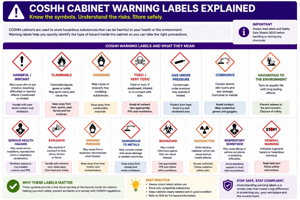 COSHH Cabinet Warning Labels Explained