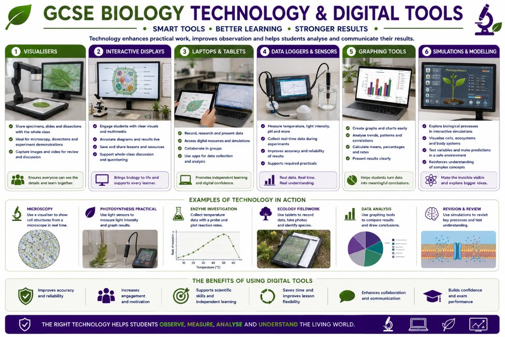 GCSE Biology Technology and Digital Tools Graphic