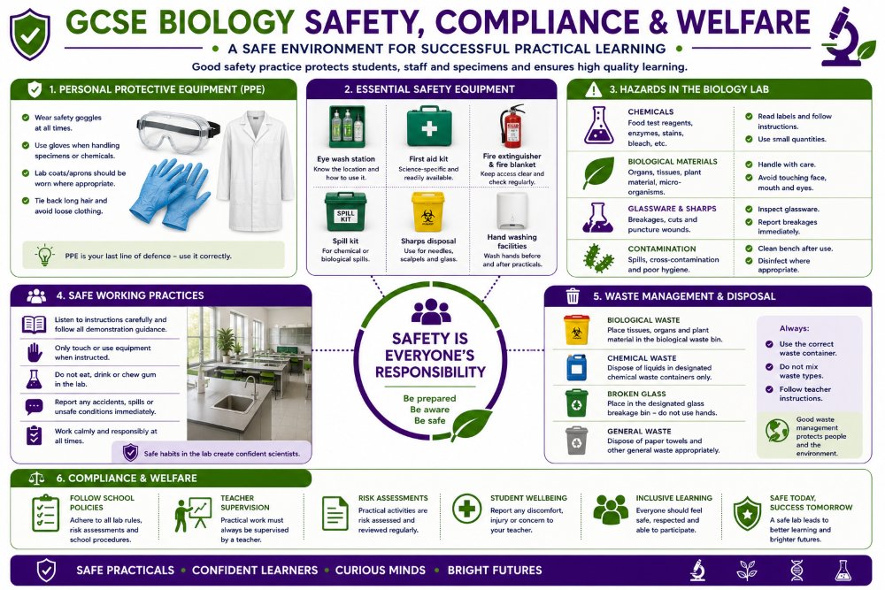 GCSE Biology Safety Compliance and Welfare Graphic