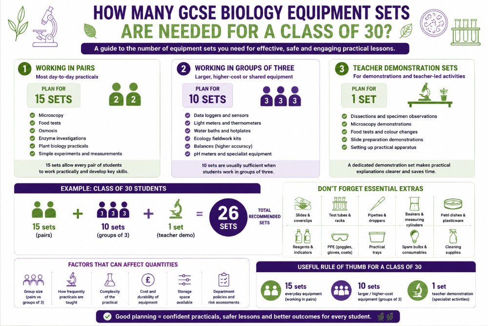 How Many GCSE Biology Equipment Sets Are Needed for a Class of 30 Graphic