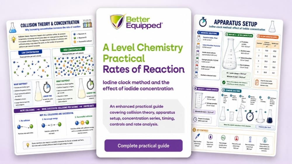 Front cover of the A Level Chemistry rates of reaction practical guide