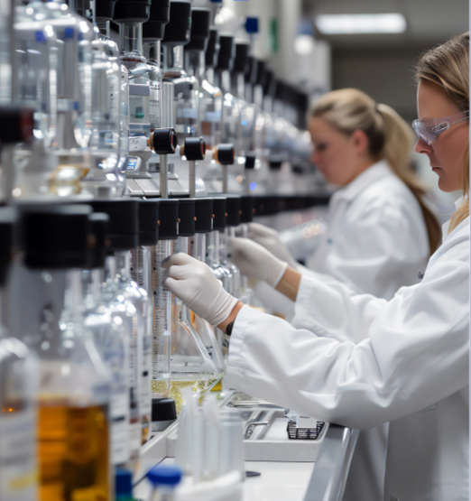 lab gloves in use