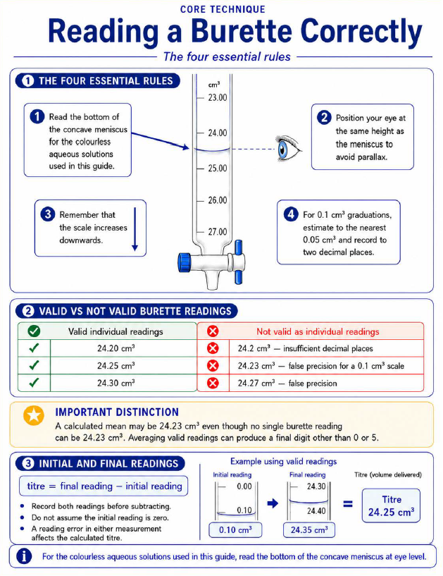 how to read a burette correctly