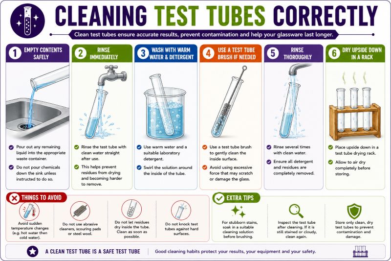 How to clean laboratory test tubes correctly