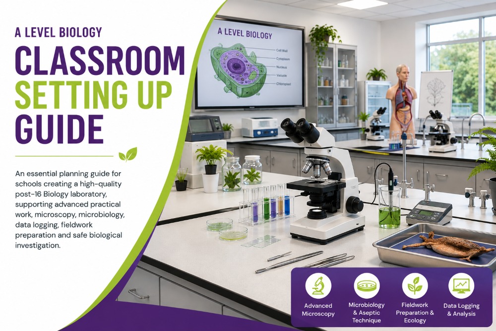 A Level Biology classroom setting up guide hero image