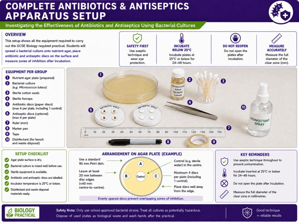 Complete antibiotics & antiseptics apparatus setup