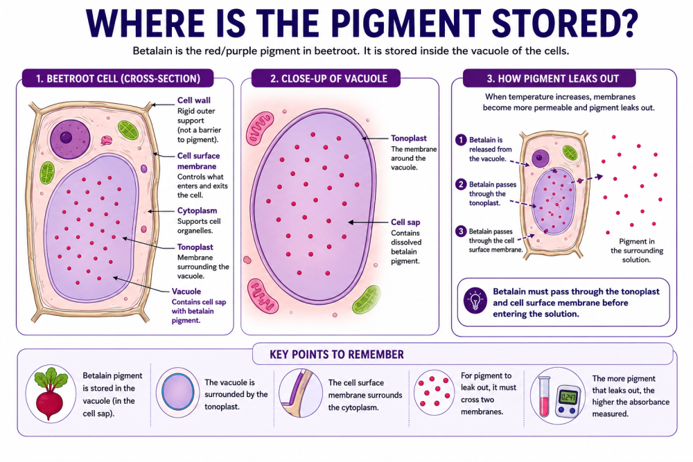 Where betalain pigment is stored in a beetroot cell