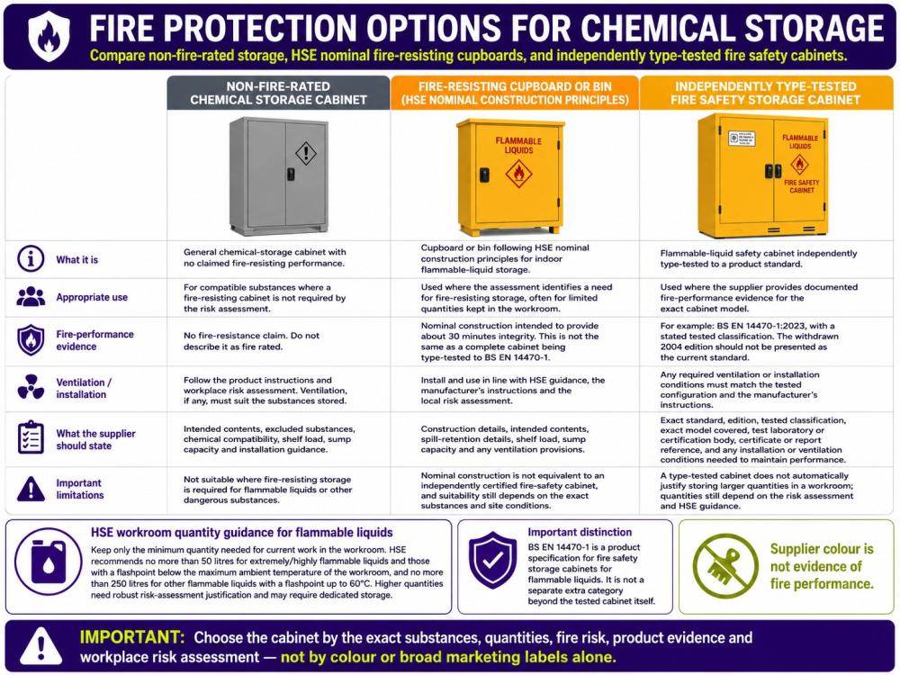 coshh cabinet fire rating comparison chart
