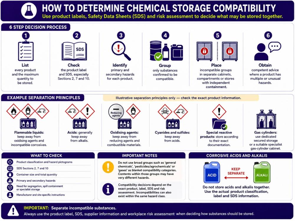 coshh cabinet hazardous substance storage compatability chart