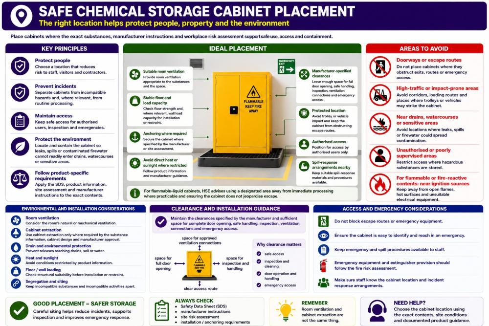 coshh cabinet correct placement and location