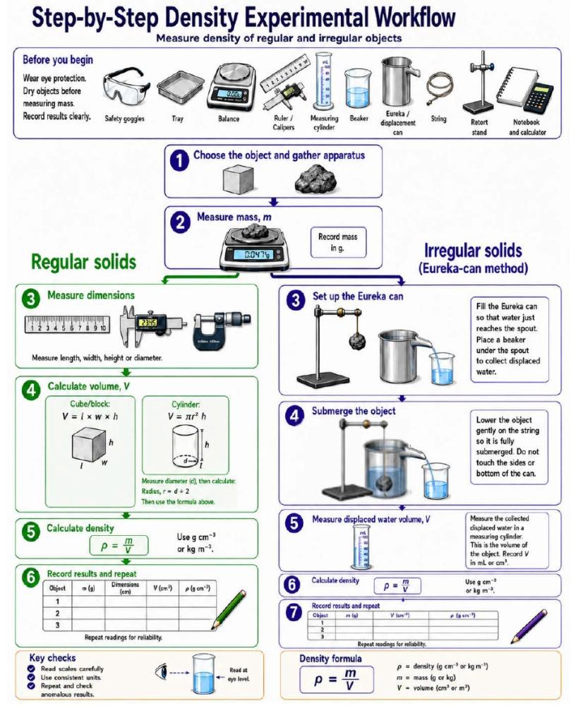 Step-by-step density practical workflow for regular and irregular objects