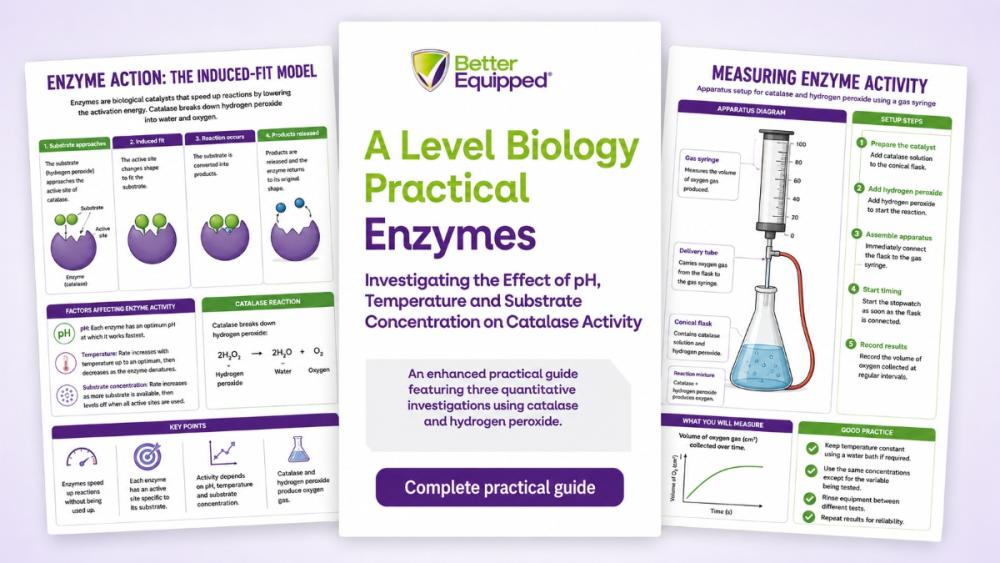 Front cover of the A Level Biology enzymes practical guide