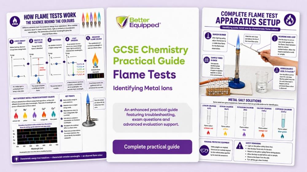 Front cover of the GCSE Chemistry flame tests practical guide