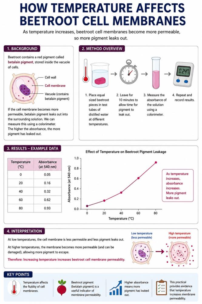 How temperature affects beetroot cell membranes