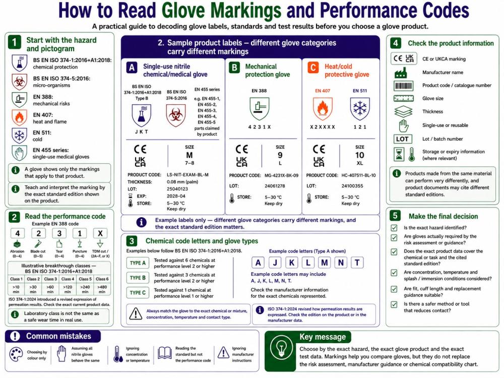 How to read glove markings and performance codes