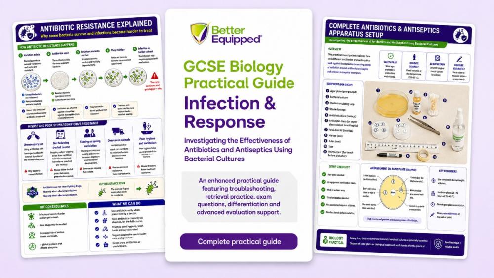Front cover of the GCSE Biology antibiotics practical guide