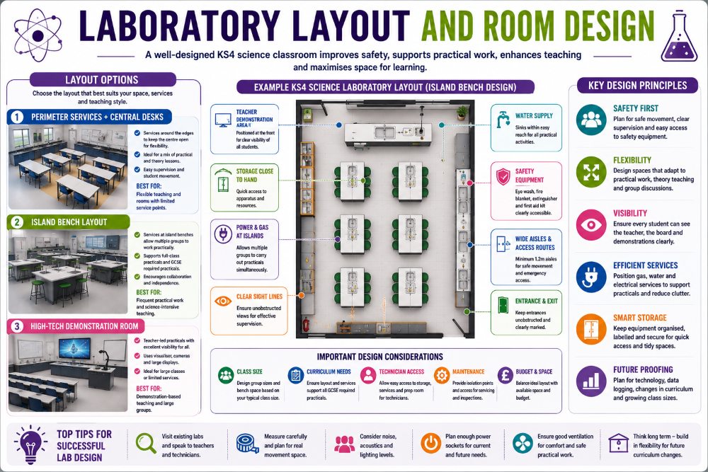 Annotated KS4 Science Laboratory Layout Graphic