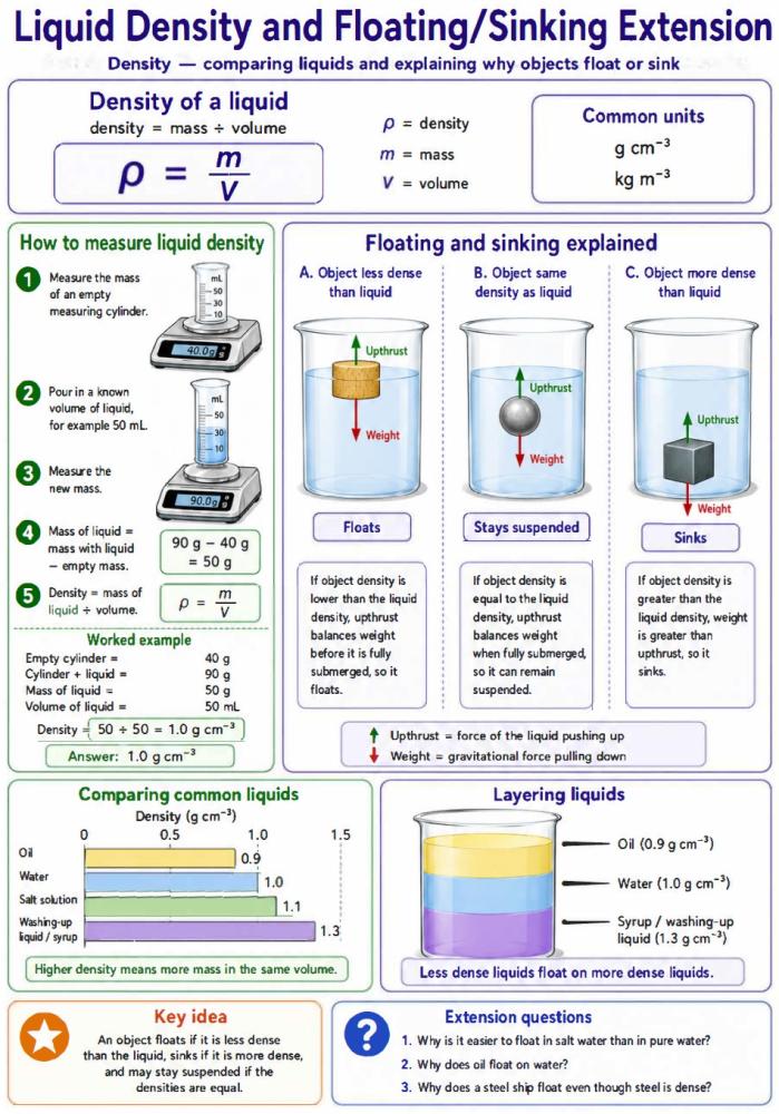 Liquid density and floating and sinking extension