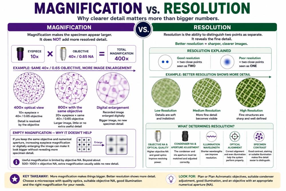 image of the difference between resolution and magnification