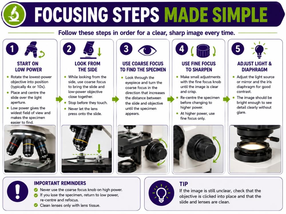 Safe microscope focusing sequence
