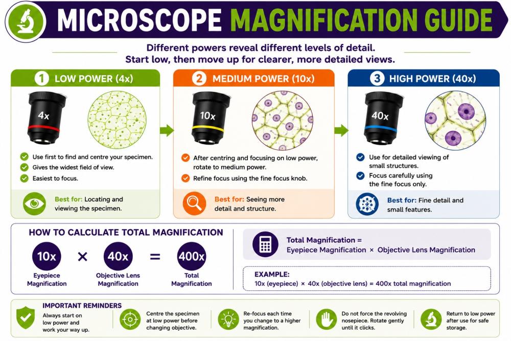 Microscope magnification and field-of-view guide