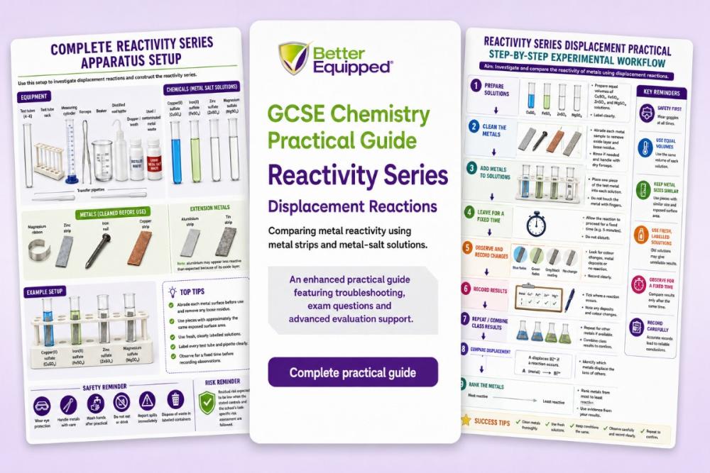Front cover of the GCSE Chemistry displacement reactions practical guide