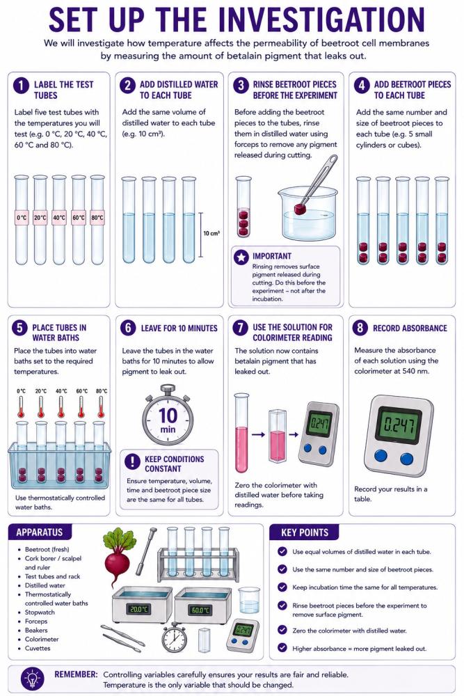 How to set up the beetroot pigment leakage investigation