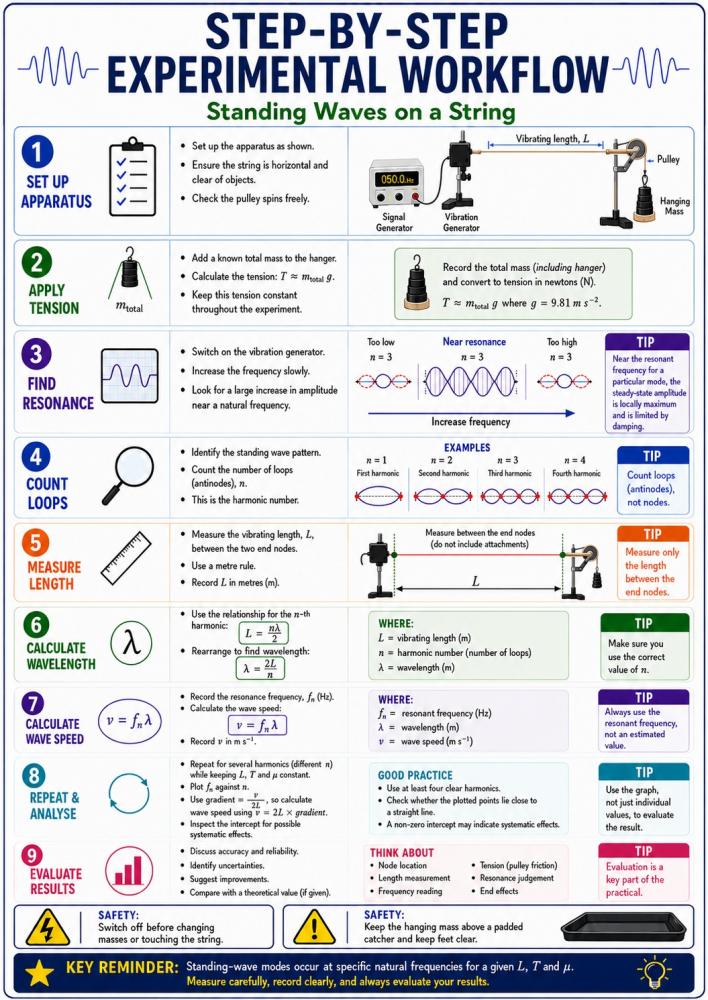 Step-by-Step Experimental Workflow - Standing Waves on a String