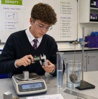 GCSE Physics student measuring the density of regular and irregular objects