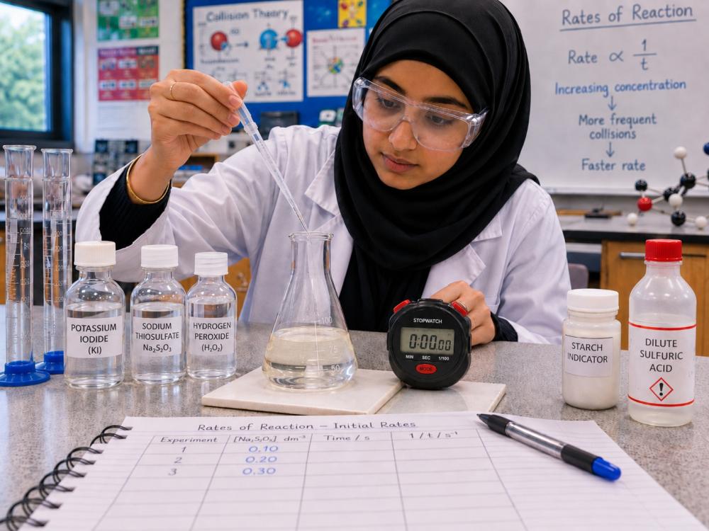 student undertaking iodine clock method practical