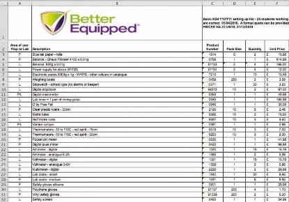 Science Setting Up Lists