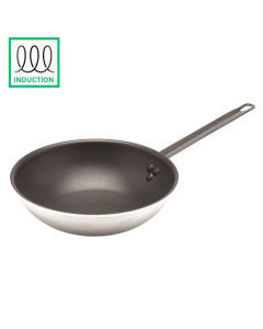 Genware Wok Flat Base 30cm Teflon Plus [778899]
