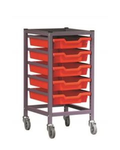 Gratnells 1025S2 Single Trolley Set with 5 Shallow Trays  [3289]