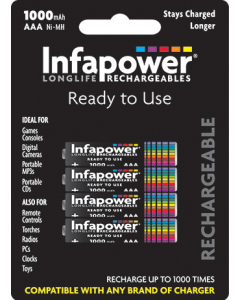 Rechargeable Batteries AAA 1000Mah 4 Pack Ni-Mh [44976]