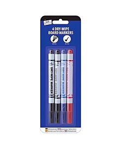 Dry Wipe Markers Assorted Colours Pack of 4