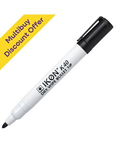 Dry Wipe Markers Bullet Tip Black Pack of 10 : Multibuy Discount Offer x 10 Packs