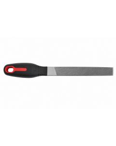 Hilka 200mm engineers flat file with ergonomic soft grip handle for metalworking and workshop use on white background