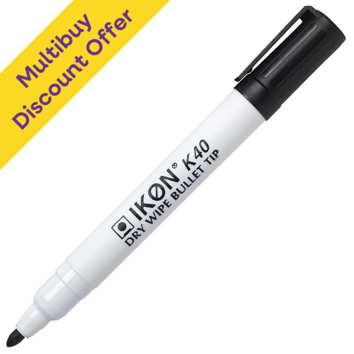 Dry Wipe Markers Bullet Tip Black Pack of 10 : Multibuy Discount Offer x 10 Packs