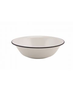 Enamel Bowl White with Blue Rim 16cm / 6.25" [777546]