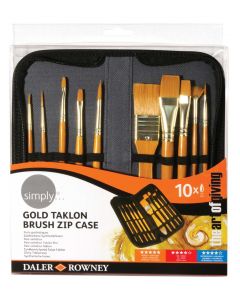 Simply Acrylic Brushes in Zipped Case - Pack of 6 x 10 Brushes [948505]