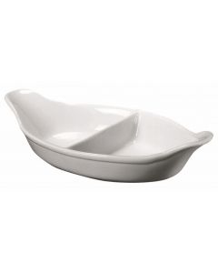 Genware Divided Vegetable Dish Pack of 4 28cm White [777789]