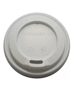 Coffee Cup Lids Biodegradeable White Plastic 8oz Pack of 50 [780845]