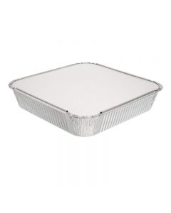 Foil Containers with Lids Pack of 125, 24 x 24 x 3.5cm  [7885]
